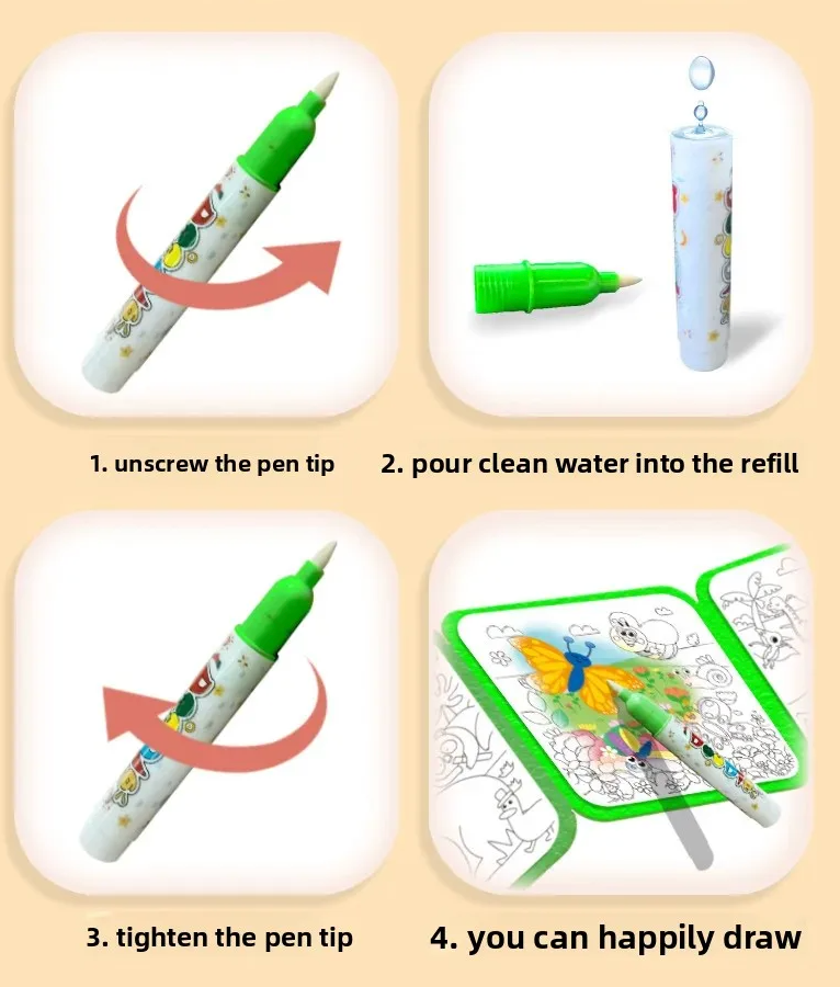 Reusable Magic Water Coloring Book for Kids